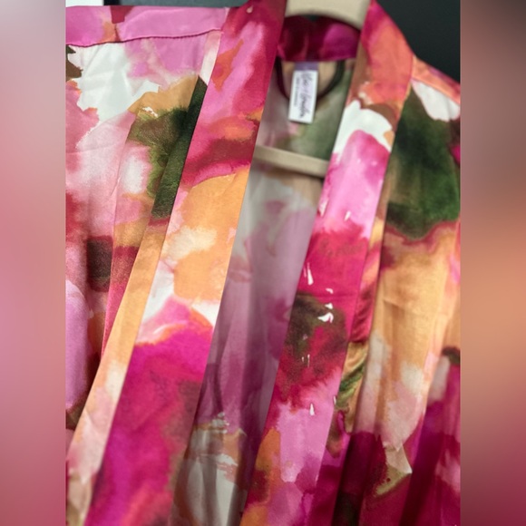 Lilac & London Floral Satin Silky Kimono Style Robe "Glam Robe" L/XL - Picture 6 of 9